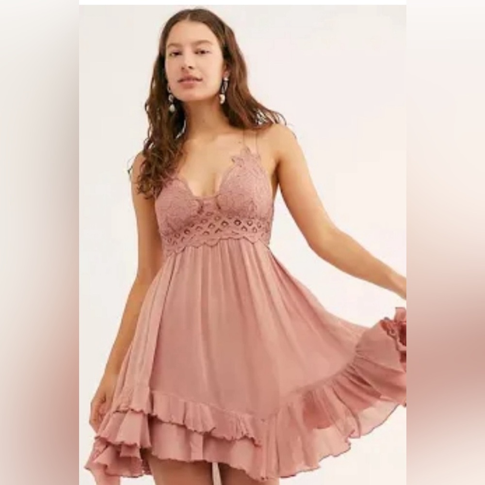 NWT Free People Rose Lace Dress Adella Lace Slip Dress Size Large